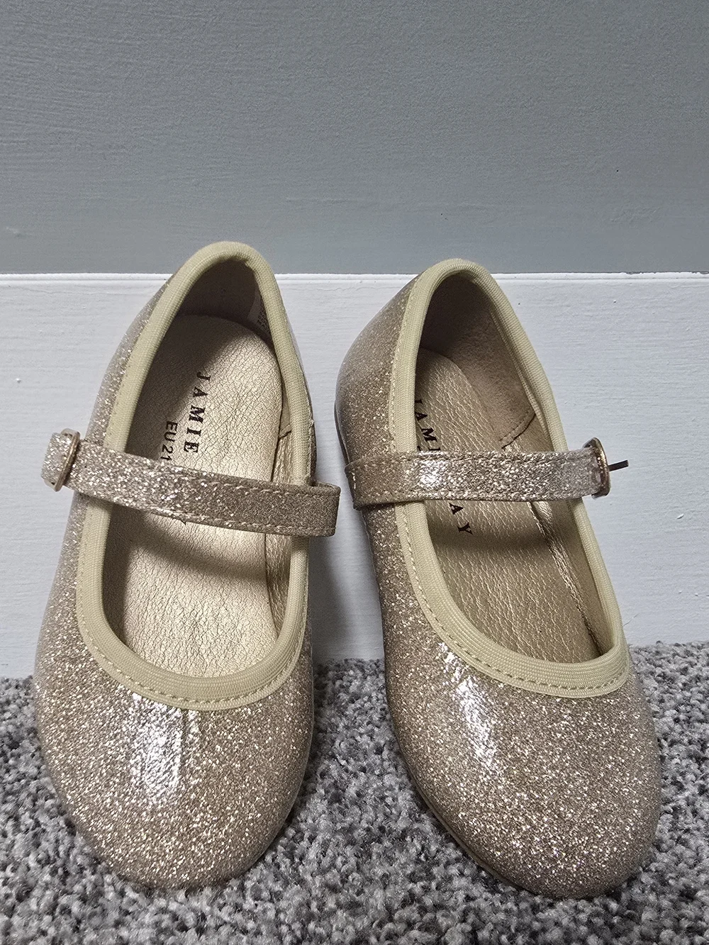 Jamie Kay Baby/Toddler US 5.5 Glitter Mary Jane Ballet Flats - Champagne